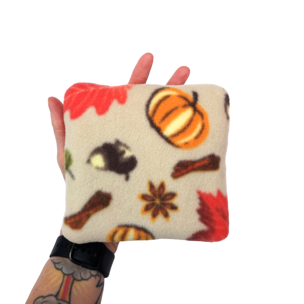 Set of 3 Fleece Pillows | Autumn Leaves Print & Orange