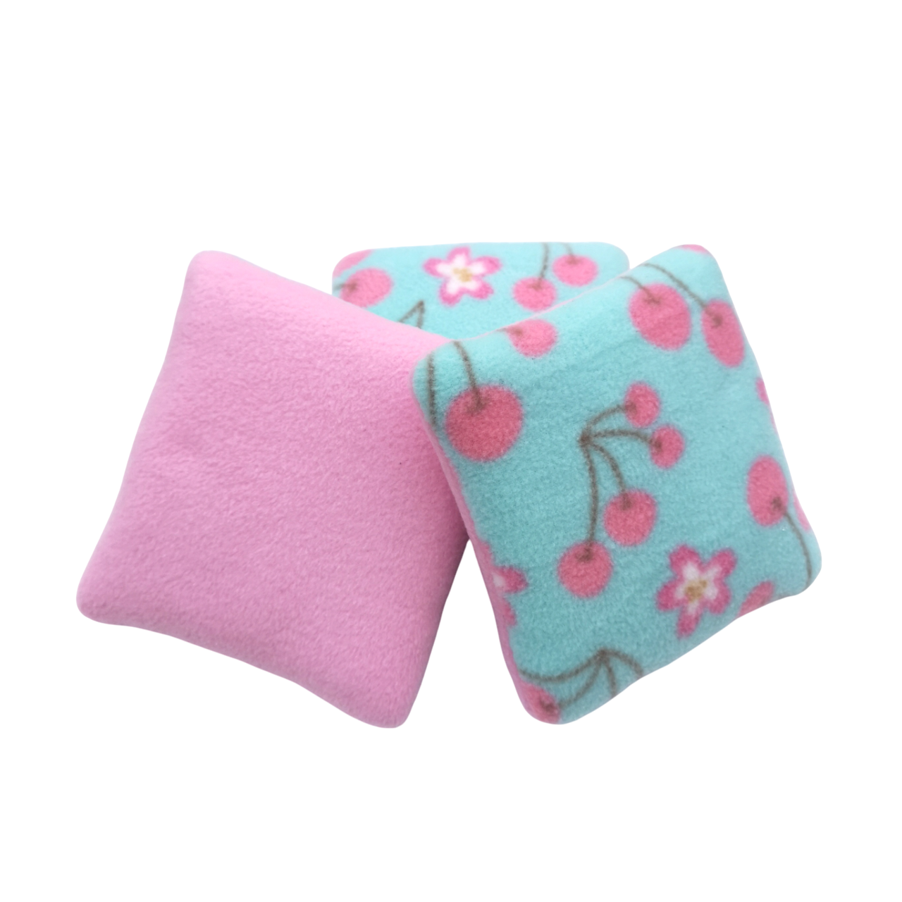 Set of 3 Fleece Pillows | Cherry Blossom Print & Light Pink