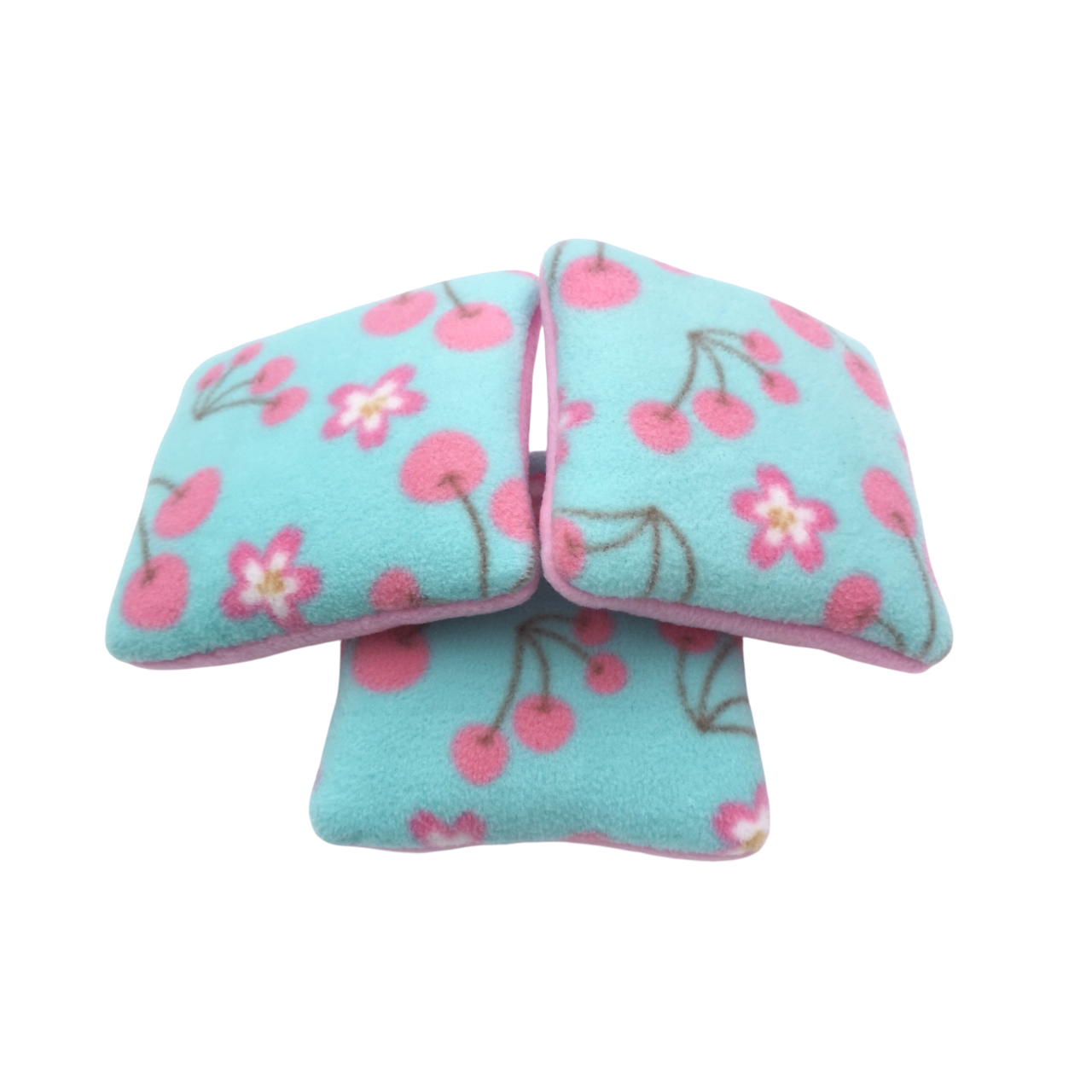 Set of 3 Fleece Pillows | Cherry Blossom Print & Light Pink