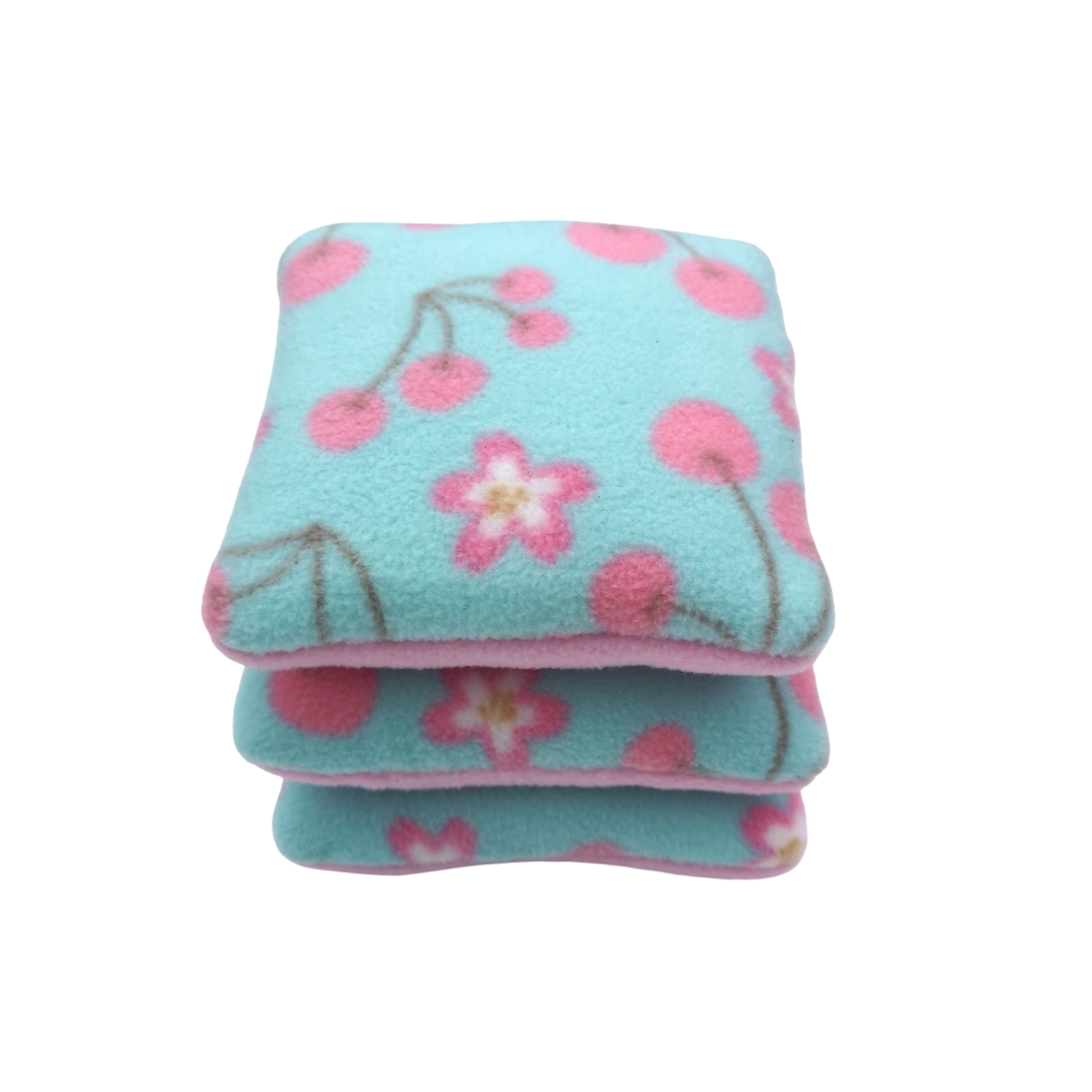 Set of 3 Fleece Pillows | Cherry Blossom Print & Light Pink