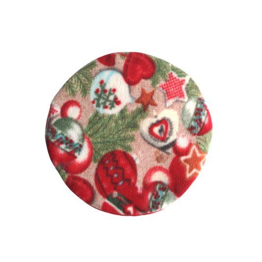 Replacement Fleece Heat Pad Cover | Christmas Baubles Print & Red