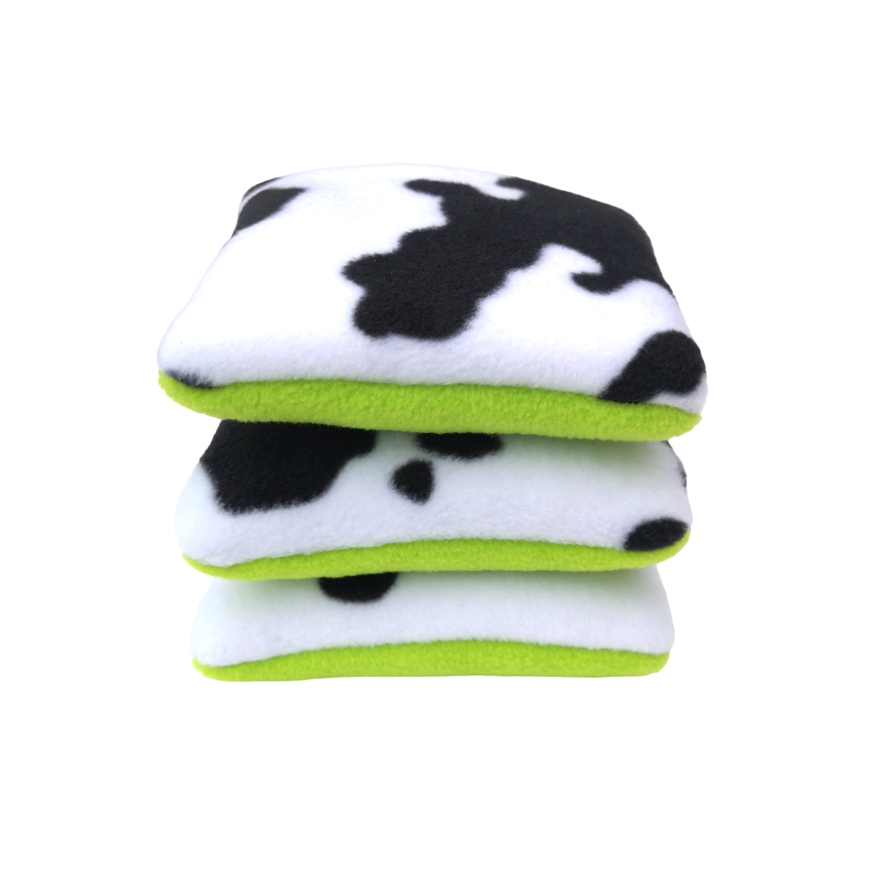 Fleece Pillows | Cow Print & Lime Green