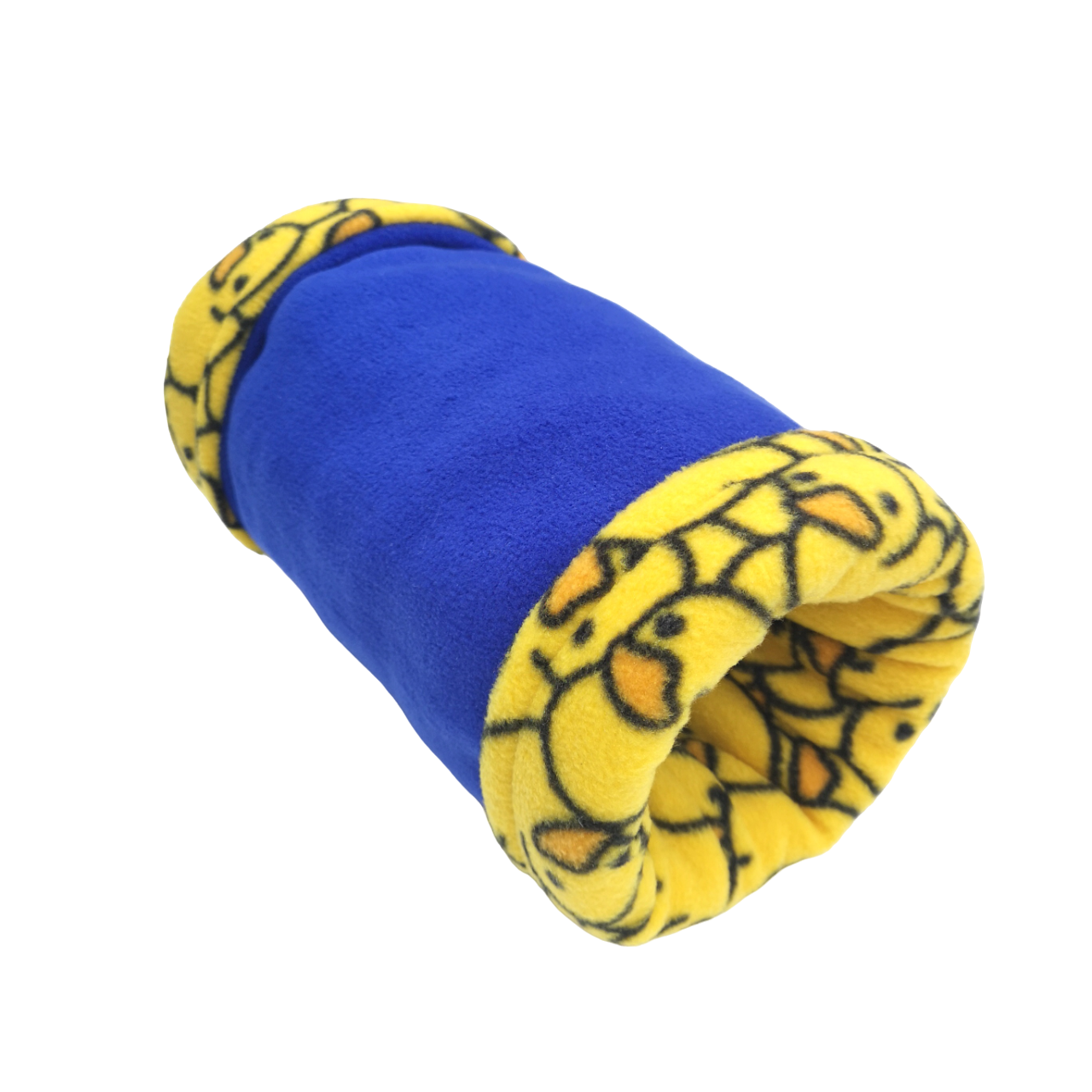 Fleece Tunnel for Small Pets | Rubber Ducks Print & Royal Blue