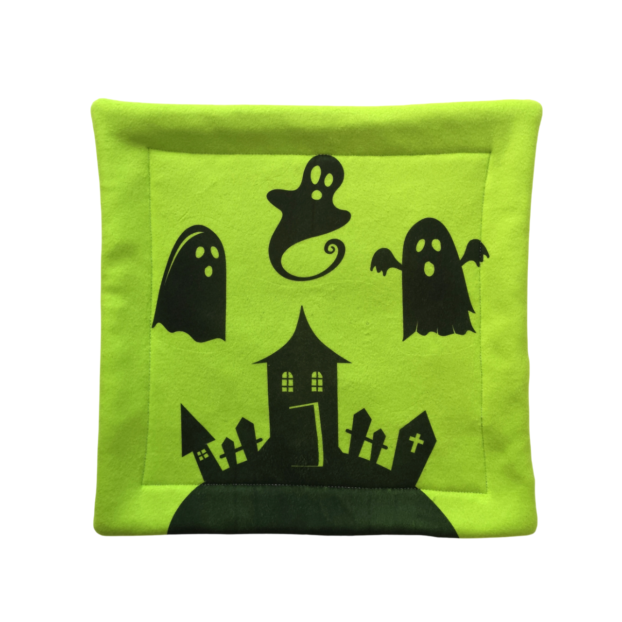 Fleece Mat with Absorbent Core | Green Haunted Graveyard Print