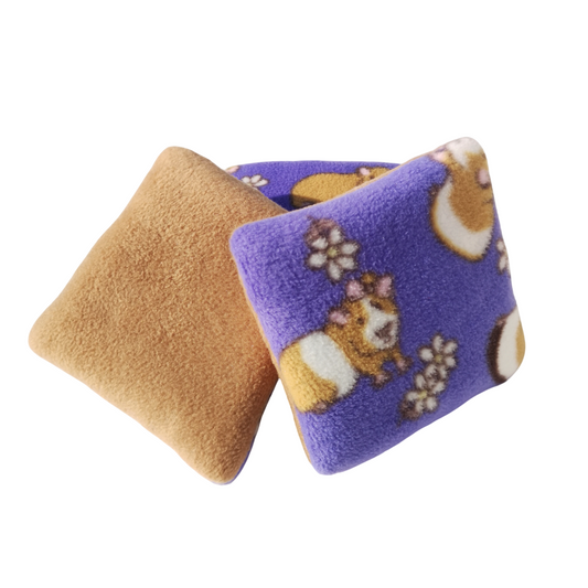 Set of 3 Fleece Pillows | Guinea Pigs Print & Light Brown