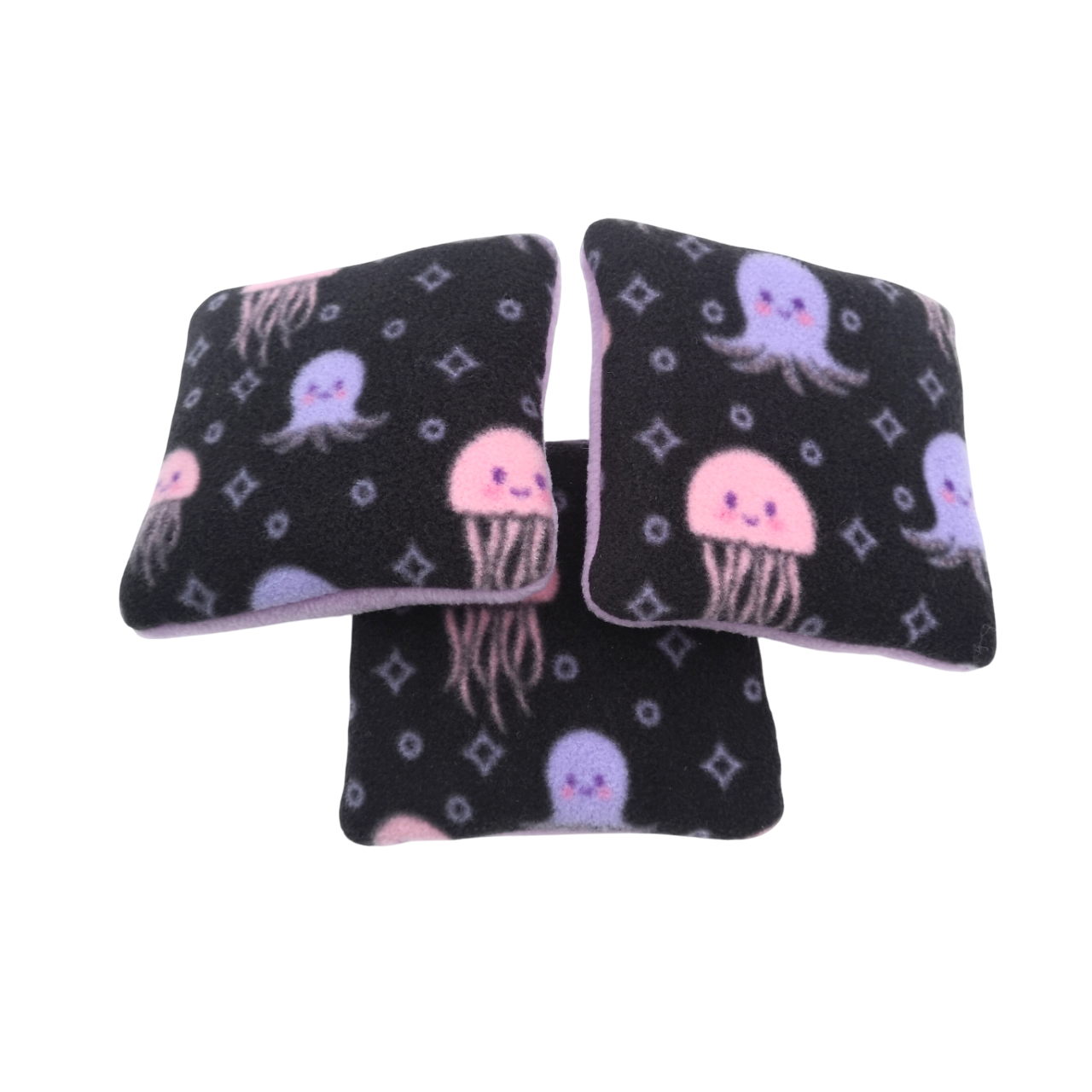 Set of 3 Fleece Pillows | Jellyfish Print & Lilac