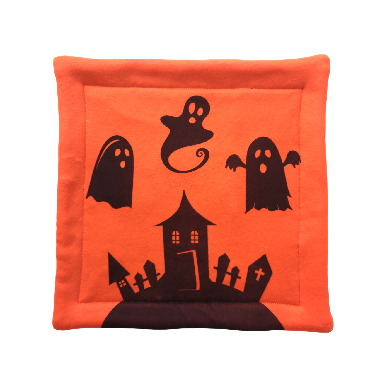 Fleece Mat with Absorbent Core | Orange Haunted Graveyard Print