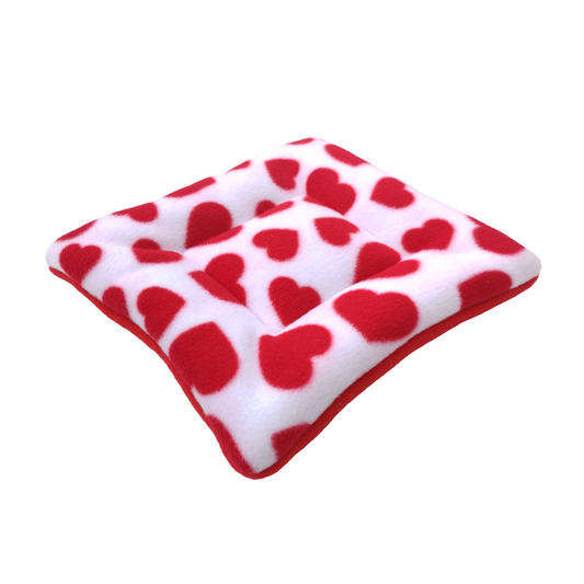 Fleece Padded Mat | Red Hearts Print & Red