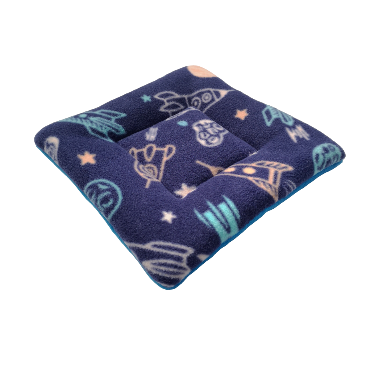 Fleece Padded Mat | Space Rockets & Turquoise