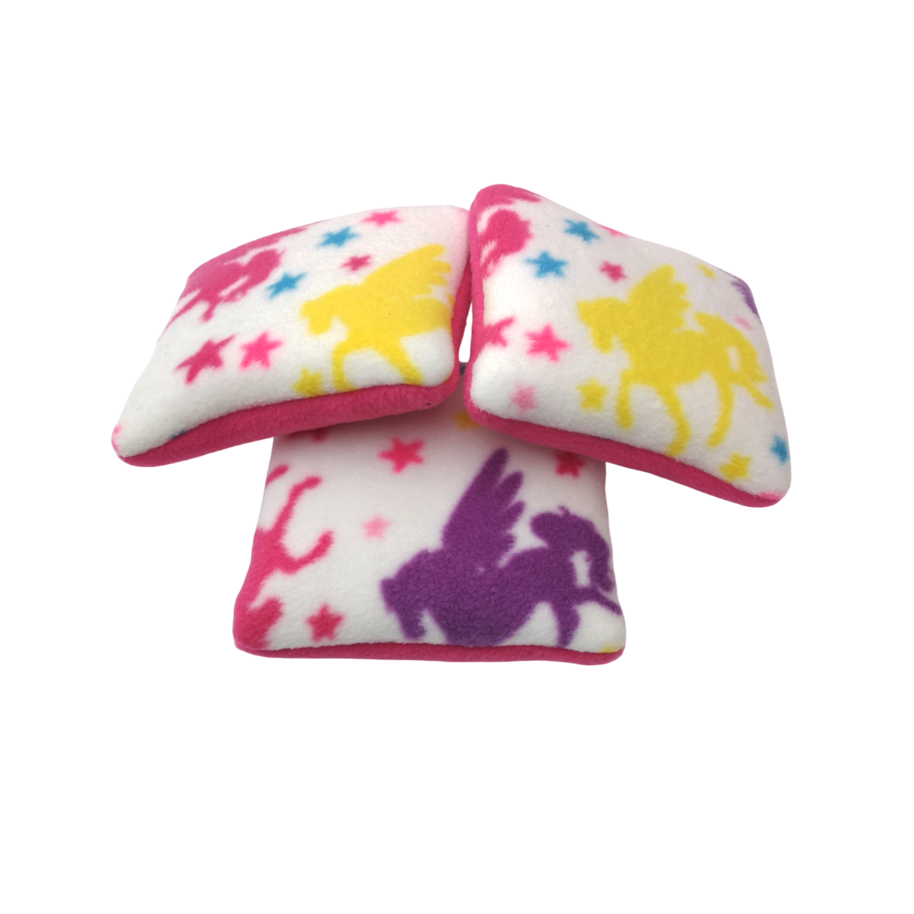 Set of 3 Fleece Pillows | Unicorns & Dark Pink
