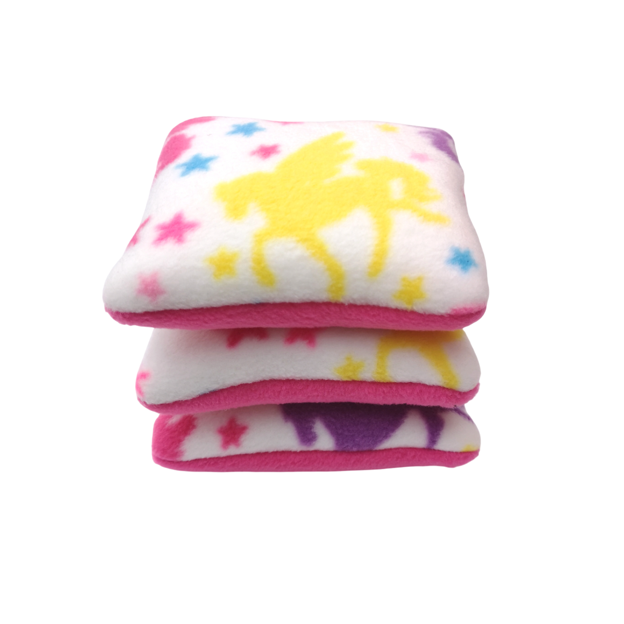 Set of 3 Fleece Pillows | Unicorns & Dark Pink