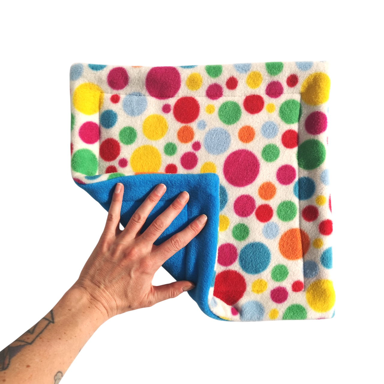 Fleece Mat with Absorbent Core | White Multi Spot Print