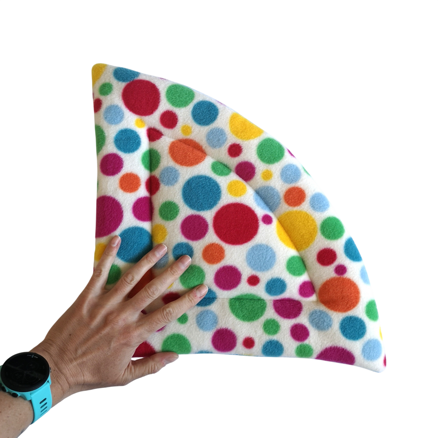 Fleece Corner Padded Mat | White Multicoloured Spots & Turquoise