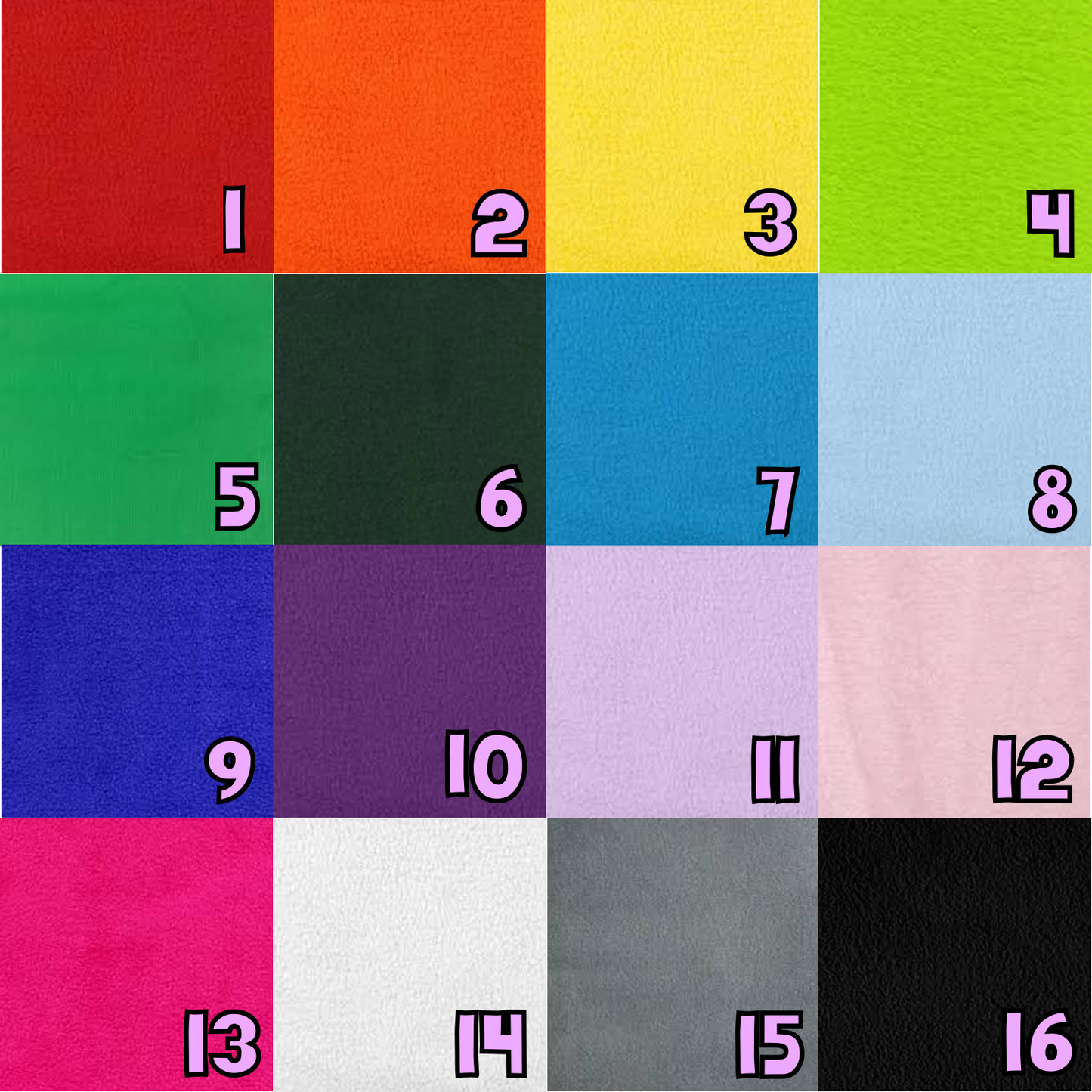 Grid of 16 colours to choose from