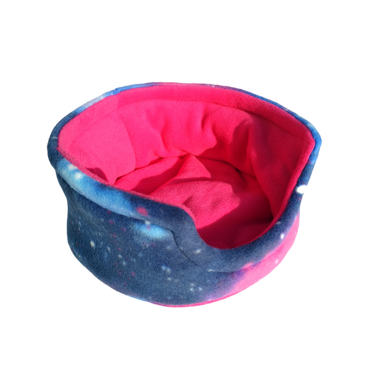 Fleece Cuddle Cup Bed | Galaxy Print | Choose Inner Colour