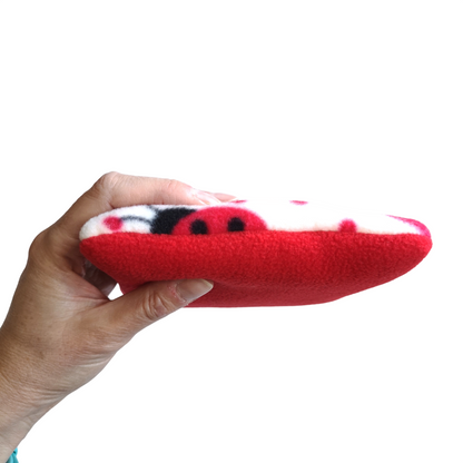 Fleece Pillows | White Ladybirds & Red