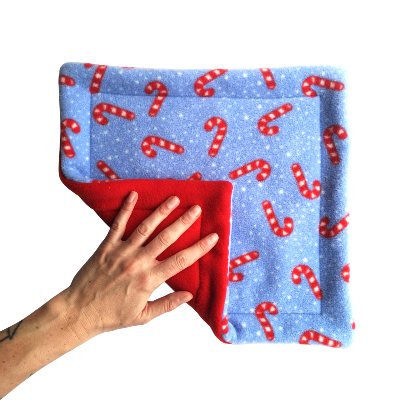Fleece Mat with Absorbent Core | Candy Canes Print