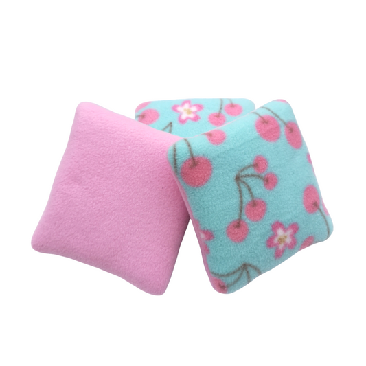 Set of 3 Fleece Pillows | Cherry Blossom Print & Light Pink