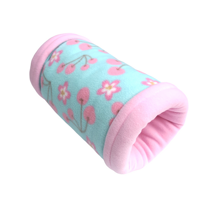 Fleece Tunnel for Small Pets | Cherry Blossom Print | Choose Inner Colour