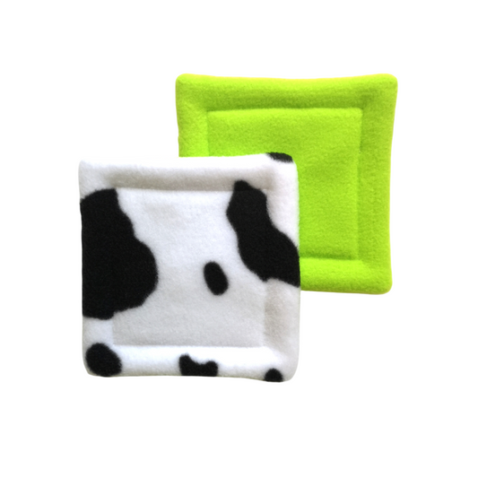 Set of 2 Zorb Water Bottle Drip Mats | Cow Print & Lime Green