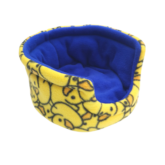 Fleece Cuddle Cup Bed | Rubber Ducks Print | Choose Inner Colour