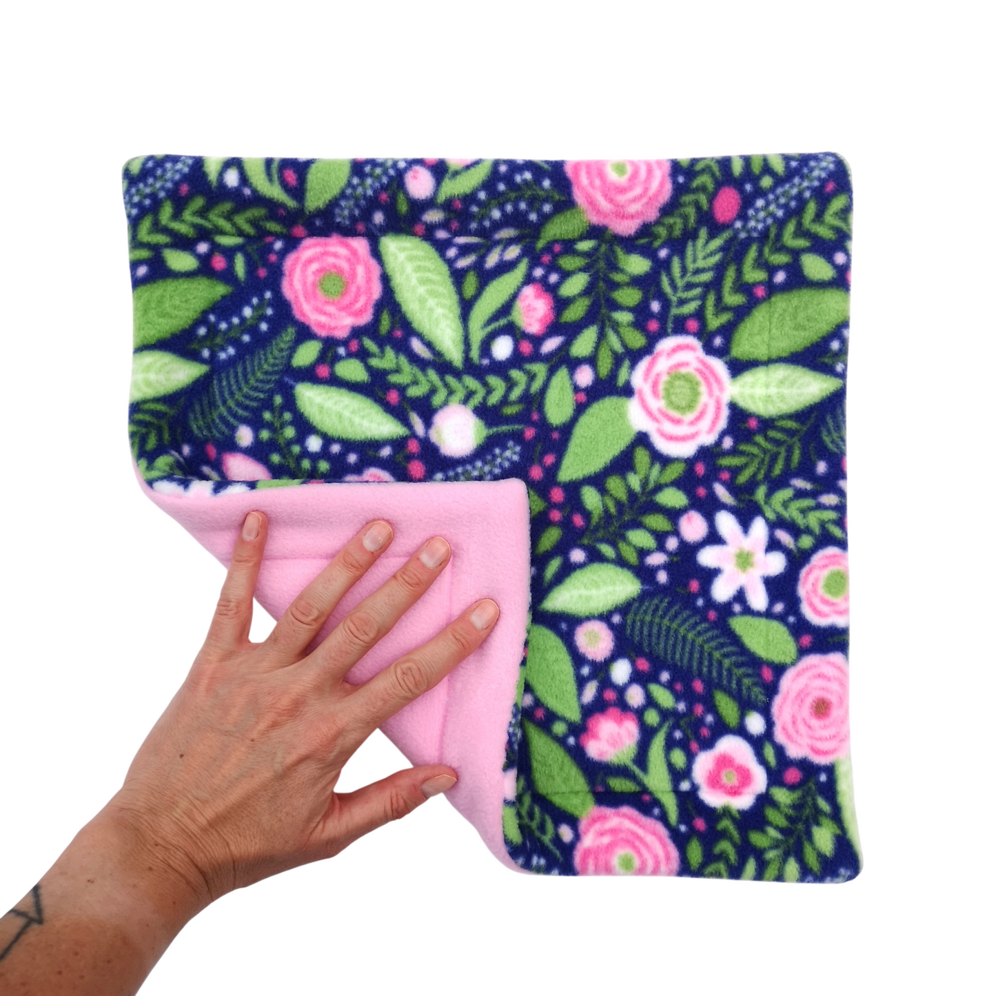 Fleece Mat with Absorbent Zorb Core | Night Garden & Light Pink