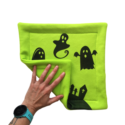 Fleece Mat with Absorbent Core | Green Haunted Graveyard Print