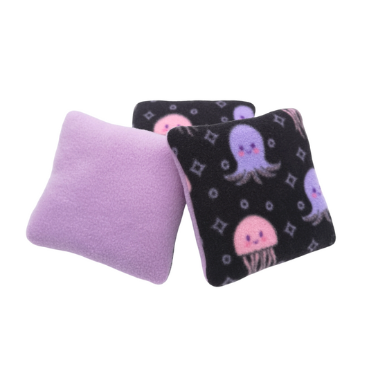 Set of 3 Fleece Pillows | Jellyfish Print & Lilac
