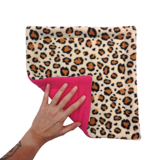 Fleece Mat with Absorbent Zorb Core | Leopard Print & Dark Pink