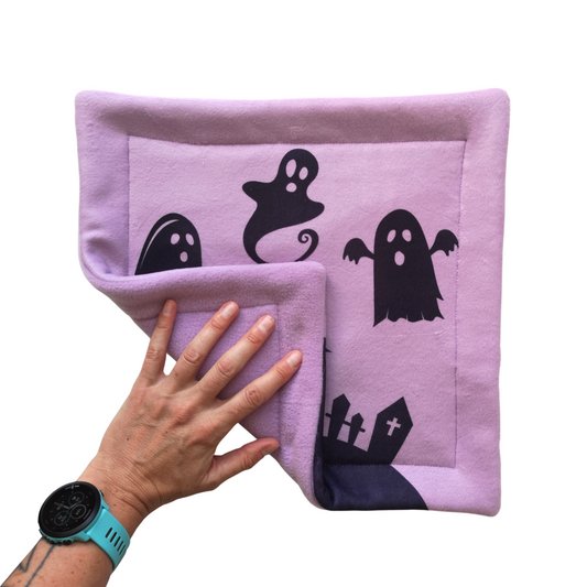 Fleece Mat with Absorbent Core | Lilac Haunted Graveyard Print