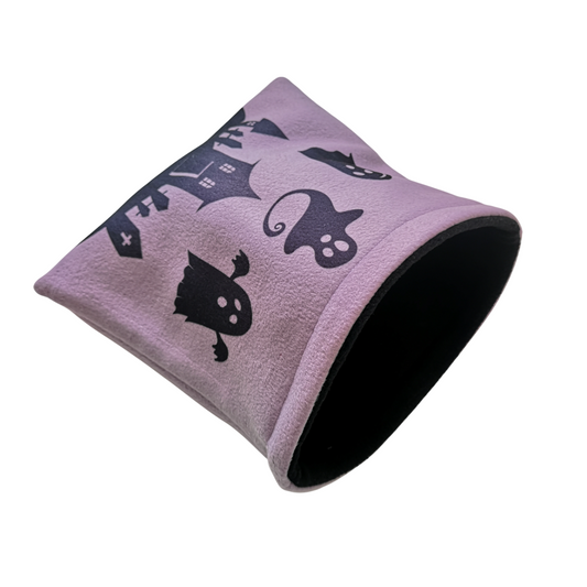 Fleece Sleeping Bag for Small Pets | Lilac Haunted Graveyard Print