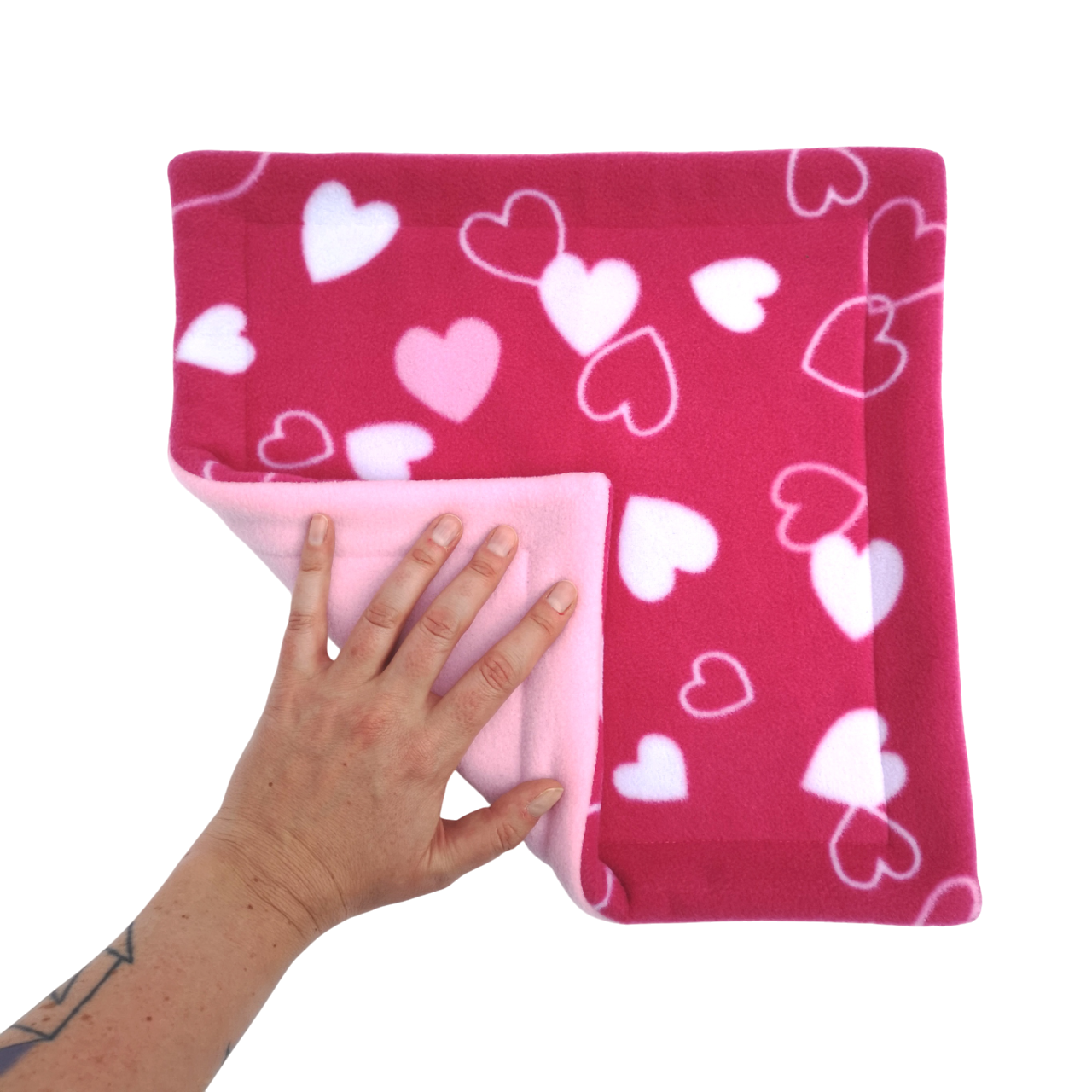 Fleece Mat with Absorbent Core | Pink Hearts Print