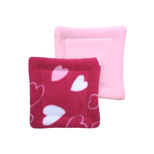 Set of 2 Water Bottle Drip Mats | Pink Hearts Print & Light Pink