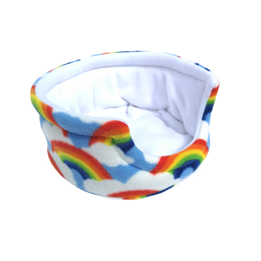 Fleece Cuddle Cup Bed | Rainbows Print | Choose Inner Colour