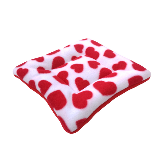 Fleece Padded Mat | Red Hearts Print