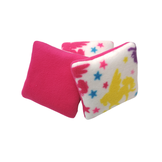 Set of 3 Fleece Pillows | Unicorns & Dark Pink