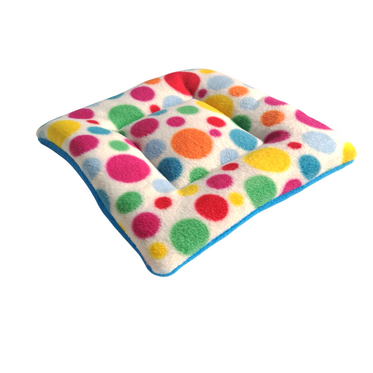 Fleece Padded Mat | White Multi Spot Print & Turquoise