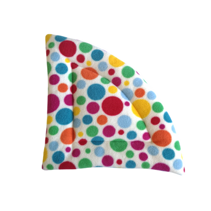Fleece Corner Padded Mat | White Multicoloured Spots & Turquoise