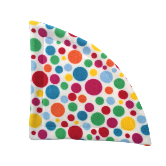 Fleece Corner Mat with Absorbent Core | White Multicoloured Spots Print & Turquoise